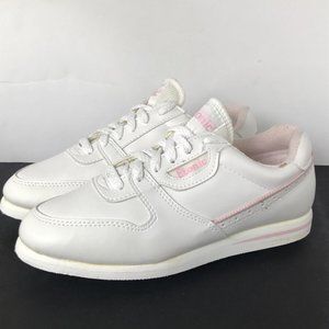 Vintage Etonic Lite Spiked Golf Shoes Womens 8.5 M White Pink Faux Leather 18359